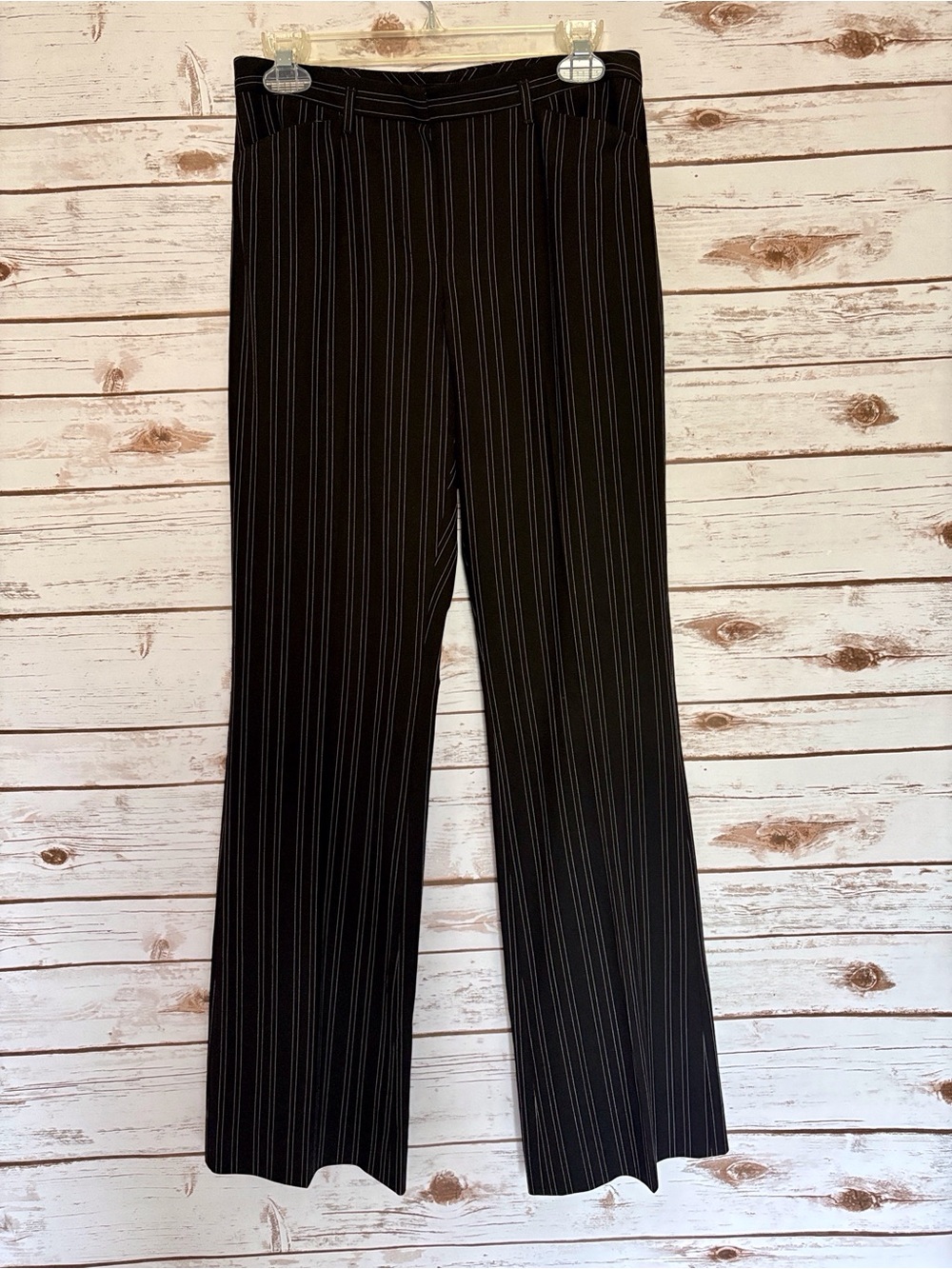 The Limited Stretch Black Pinstripe Wide-Leg Trousers
